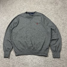 Polo Ralph Lauren Sweater Men's L Cotton Lightweight Gray Crew Neck Pullover