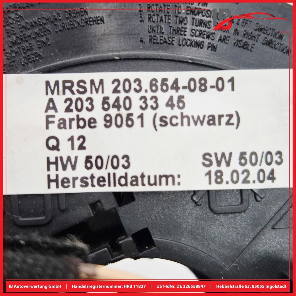 Anillo colector sensor de ángulo de dirección A2035403345 MERCEDES-BENZ COUPE CL203 C220 CDI Foto 4 de 4