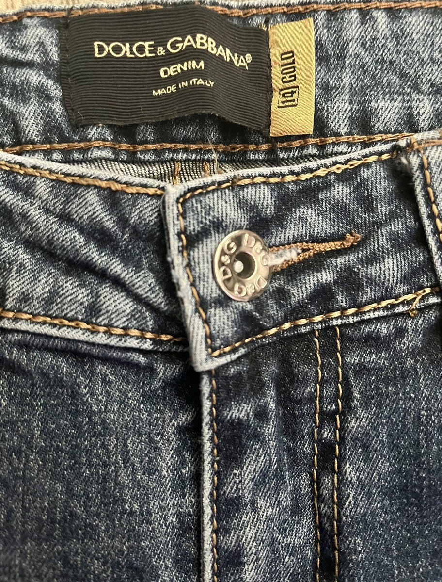 Dolce & Gabbana 14 GOLD Distressed Blue Denim Jeans Mens Sz Dolce & Gabbana 14 GOLD Distressed Blue Denim Jeans Mens Sz