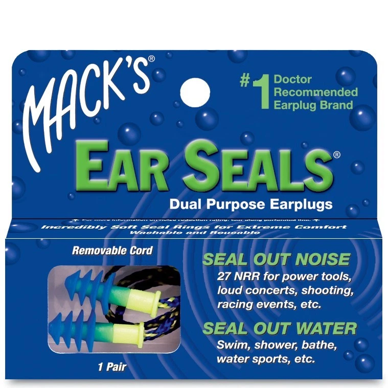 Mack's (Macks) Ear Seals Dual Purpose Ear Plugs x 1 Pair (FREE UK P&P)