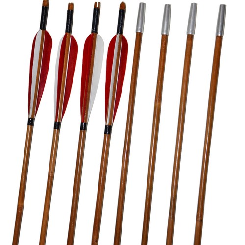 6pcs 33" Bamboo Arrows Turkey Feather Aluminum Insert Archery Arrow Shaft DIY