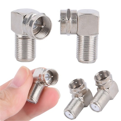 2pcs 90 Degree Antenna Plug F-Type Angle Adapter Plug Connector Right TV Aerial - Afbeelding 2 van 9
