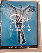 Silkies Ultra Control Top Ultra Sheer Legs Pantyhose Medium Jet Black 03408