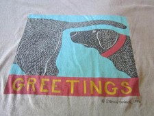 GREETINGS VINTAGE DOG LOVER TEE SHIRT LONG SLEEVE RARE 96 MED DOG NOVELTY
