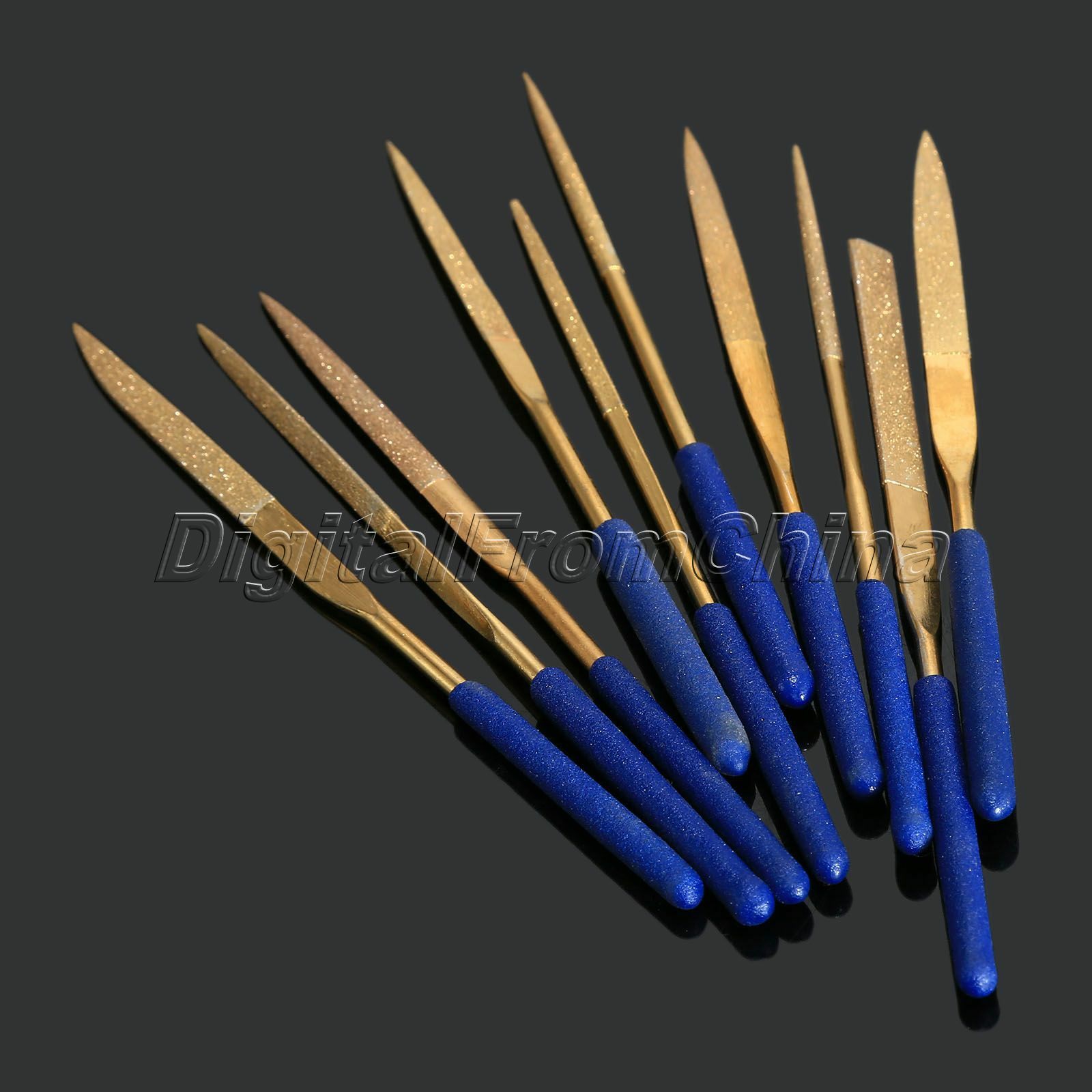 10Pc 3 x 140mm Titanium Diamond Coating Needle File Set Metal Working ...