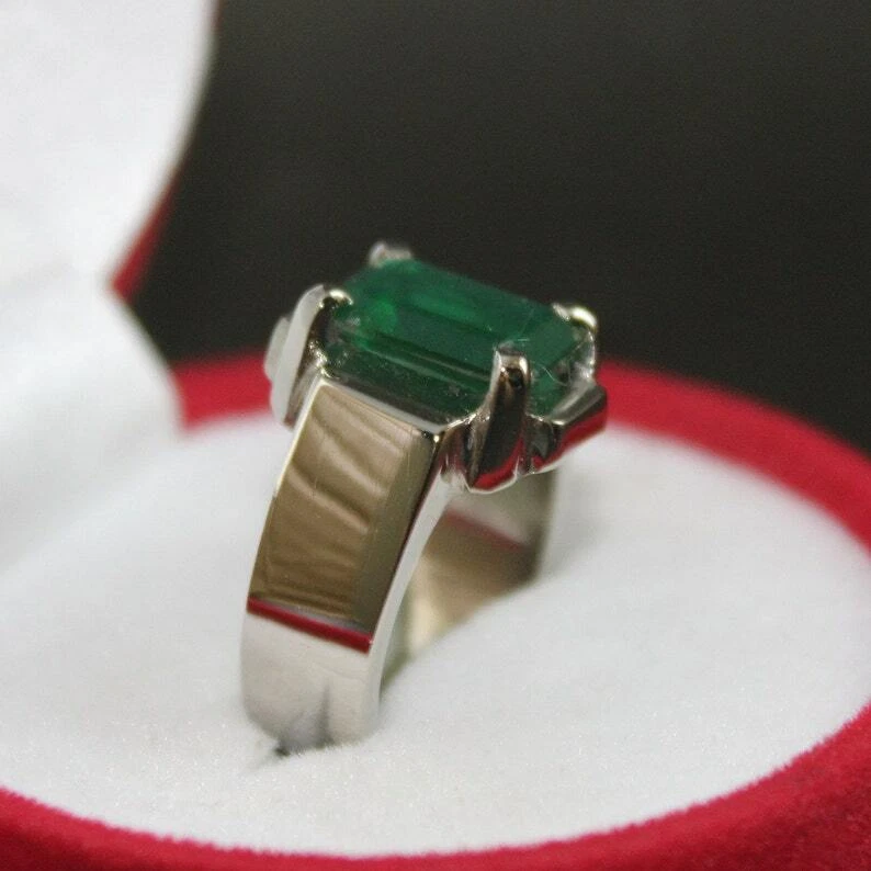 Rare Square shape Fluorite Green Emerald Ring Sterling Silver 925 Handmade Ring - Image 4 of 4