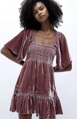 strapless open back dress Careem Bow Velvet Babydoll Mini Dress – VICI