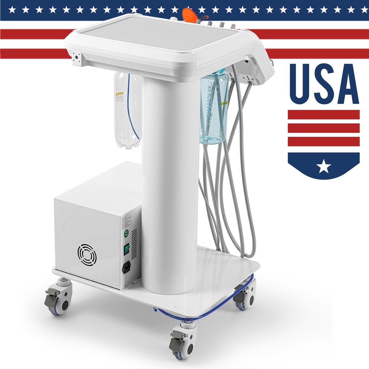 Dental Portable Cart Delivery Unit with Air Compressor LED Curing Light Scaler