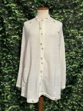 Vintage Glenty Knit Poncho Shawl Cape White Acrylic Button Down Arm Vents