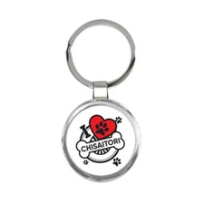 Chisaitori Personalized Dog Name: Custom Gift Round Keychain Pet I Love My Puppy
