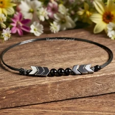 Protection Hematite Beaded Anklet Hematite Stone Bracelet Healing Crystal Gift