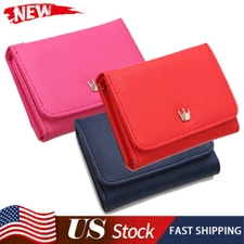 Women's Trifold Leather Slim Wallets Credit Card Case Handbag Purse W/ ID Window