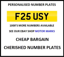 F25 USY CHERISHED NUMBER PLATES SUSY SZY SUSIE SUSAN SUZANNE F25 USY CAR PLATE