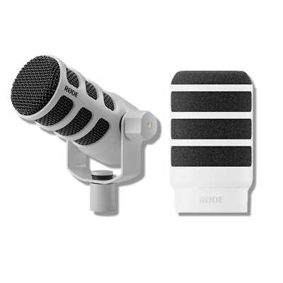 Rode PodMic (White) Cardioid Dynamic Broadcast Mic with WS14 White Pop Filter