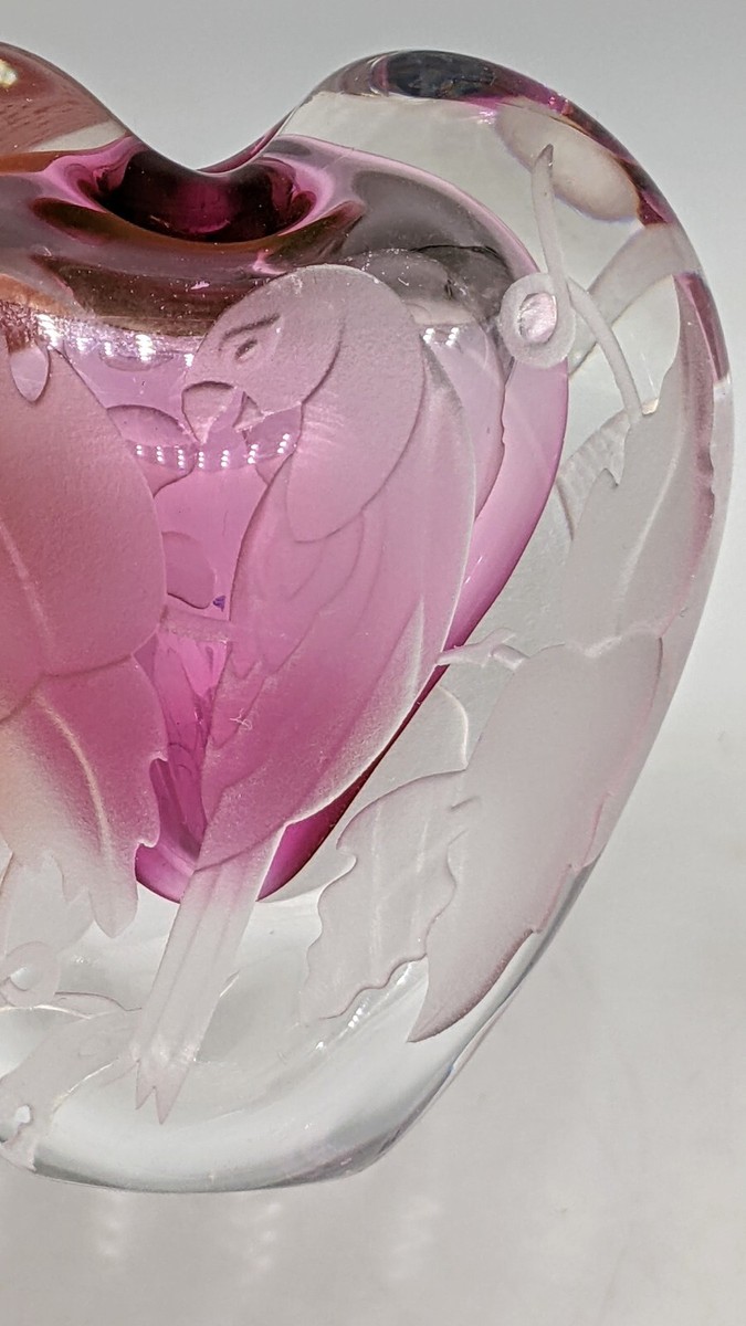 Etched Parrot Heart shape Perfume Bottle Phyllis Polito Zellique