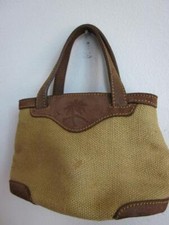 Tommy Bahama Jute Woven Purse With Leather Trim And Double Straps Light Browns