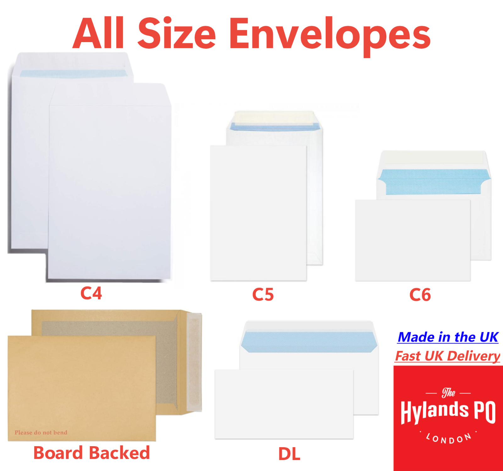 Pillar Box Red C4/A4 Peel/Seal 324 X 229mm Coloured Envelope