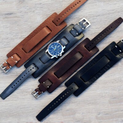 Cinturino orologio con polsino Bufalo pelle 18-26mm Nato bund watch strap  cuff | eBay