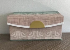 Decorative Cardboard Storage Box Green & Pink Abstract Design 8.5”x4”x5.5”