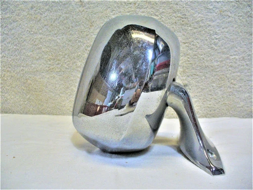 60's / 70's LH side chrome metal manual remote mirror, brand unknown, for parts