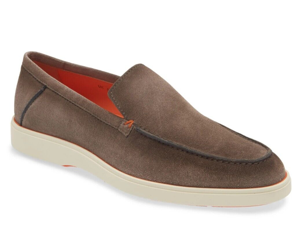 Мужские замшевые мокасины Santoni Drain; мокасины коричнево-серые; Великобритания 11 / США 12 - Италия