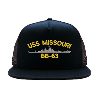 USS bb-63 embroidered mesh trucker baseball cap