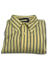 Nautica Shirt Mens XL Yellow Striped Long Sleeve Button Down Casual w Pocket
