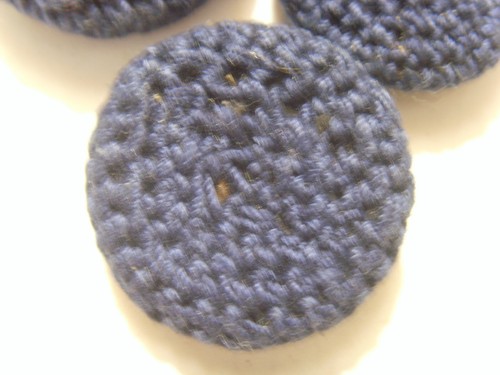 1930s antique 3 Lrge 30 mm navy blue woven covered metal buttons 52509 - Picture 6 of 8