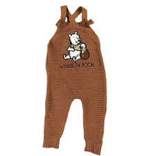 Disney Baby Winnie The Pooh Overalls Knit Brown 3-6 Months Bib Bodysuit