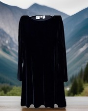 Jacqueline Ferrar Dress 14 Black Stretch Velvet Goth Fairy Velveteen Whimsigoth