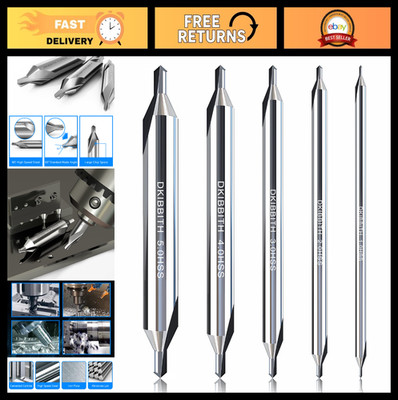 5pc Long Center Drill Bit Set, M2 HSS 60-Degree, 4'' Length, Countersink Tools f