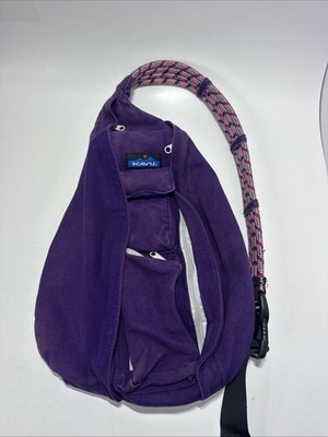 KAVU Original Rope Bag Sling Pack Bag Purple Adjustable Straps Zippered
