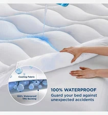 Bedsure Waterproof Mattress Protector Soft Fluffy Cooling Topper Pad, Queen Size