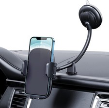 Grey Cell Phone Holder, Long Arm, Dashboard, Windshield, Anti-Shake, Mount