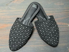 Tru and time boho flat slip on slipper black silver studded womens size 8.5