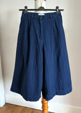 Toast Culottes 8 Herringbone Japanese Indigo Crop Wide Leg Pleat Front