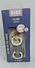 BIBS Colour 2 Glow in the Dark Pacifiers Natural Rubber Size 2 6 months NEW