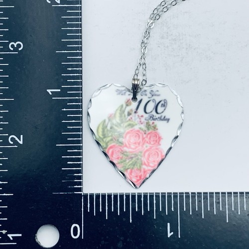 Collar de plata de ley .925 con colgante de corazón para cumpleaños número 100 - Imagen 11 de 12