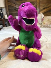 Vintage 1992 Barney the Purple Dinosaur Plush 14  Lyons