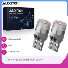 2PCS 7443 7440 7444 W21/5W LED Red Brake Stop Tail Parking Light 9pcs 3020 SMD