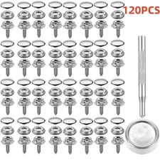 120X Snap Fastener Button Kit Stainless Steel Boat Canvas Screw Press Stud Cover