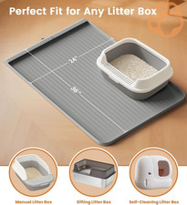 Cat Litter Mat 36X24" Silicone Litter Box Mat with Raised Edge and Diversion