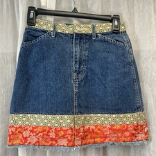 Vintage Jordache Denim Skirt With Trim Girls Youth Size 12- Boho Vibe