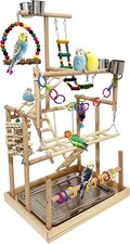 5 Layers Large Bird Playground Natural Wood Parrot Play Stand Birds Perch Stand