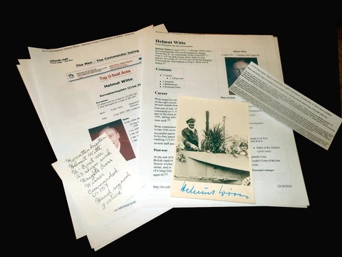 WW2 German Kriegsmarine - AUTOGRAPHED PHOTO AND DOCS - HELMUT WITTE - NICE!