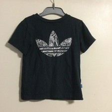 Adidas Unisex Kids Grey Top T Shirt With Large Logo Size 5-6 Years