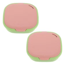 2 Pcs Cute Slim Retainer Aligner Case with Mirror Denture Cleaning