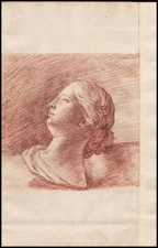 Woman bust study sanguine drawing drawing reddish drawing 18th century