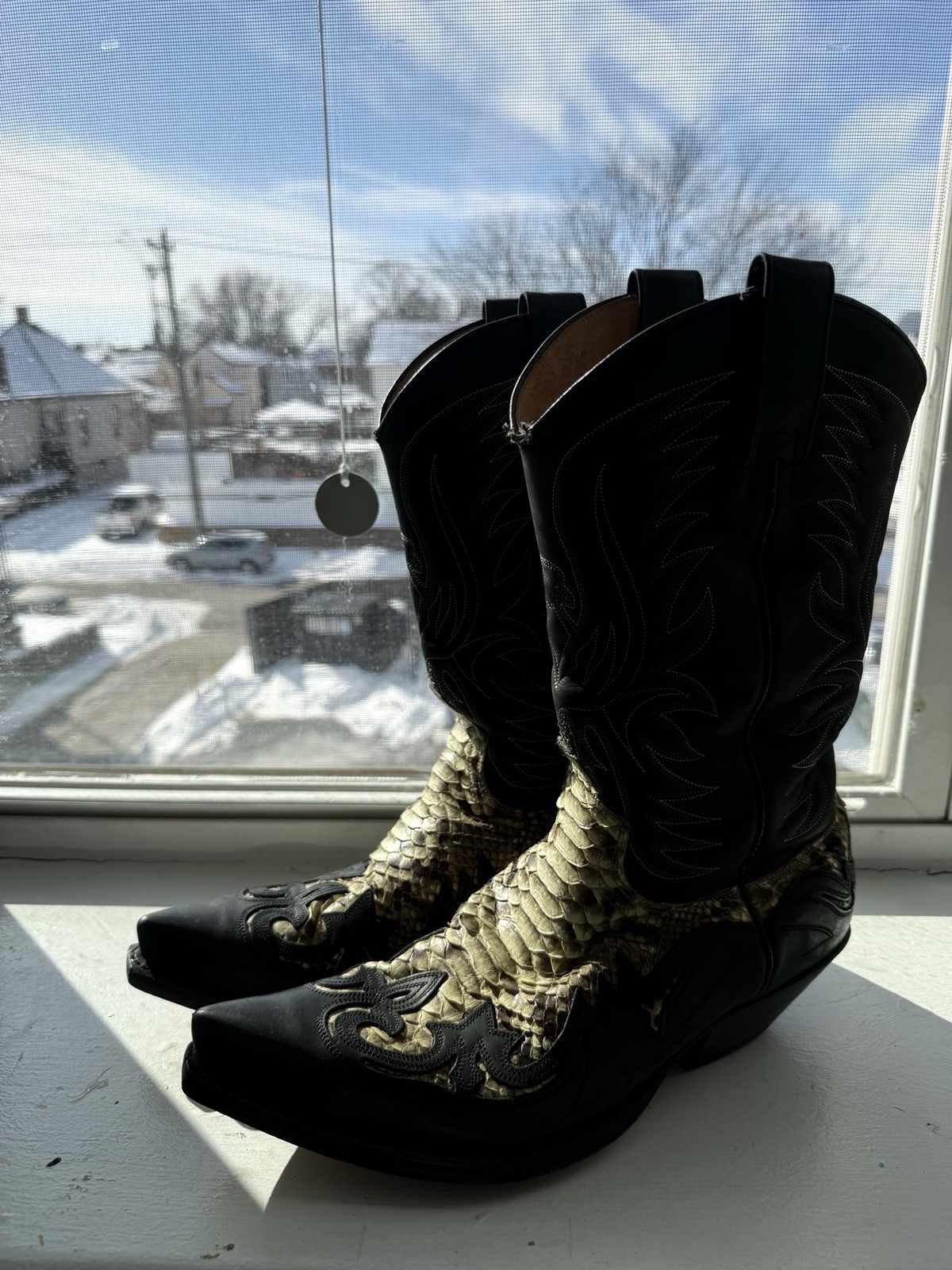 Sendra Black Python Cowboy Boots 10.5 - image 2