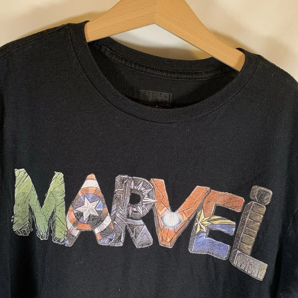 Marvel Comics Boys XL Hulk Thor Captain Black T Cartoon Animation Graphic Print - Image 3 of 4